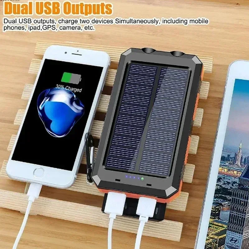 Nood Powerbank 200,000mAh met LED-lamp - Waterdicht - Zonne-oplaadfunctie - Dual USB voor Buiten