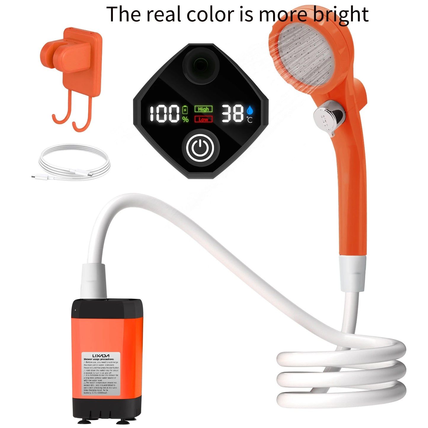 Draagbare Nood- en Survival Campingdouche met Slim Display – 6000mAh Outdoor Douchekit