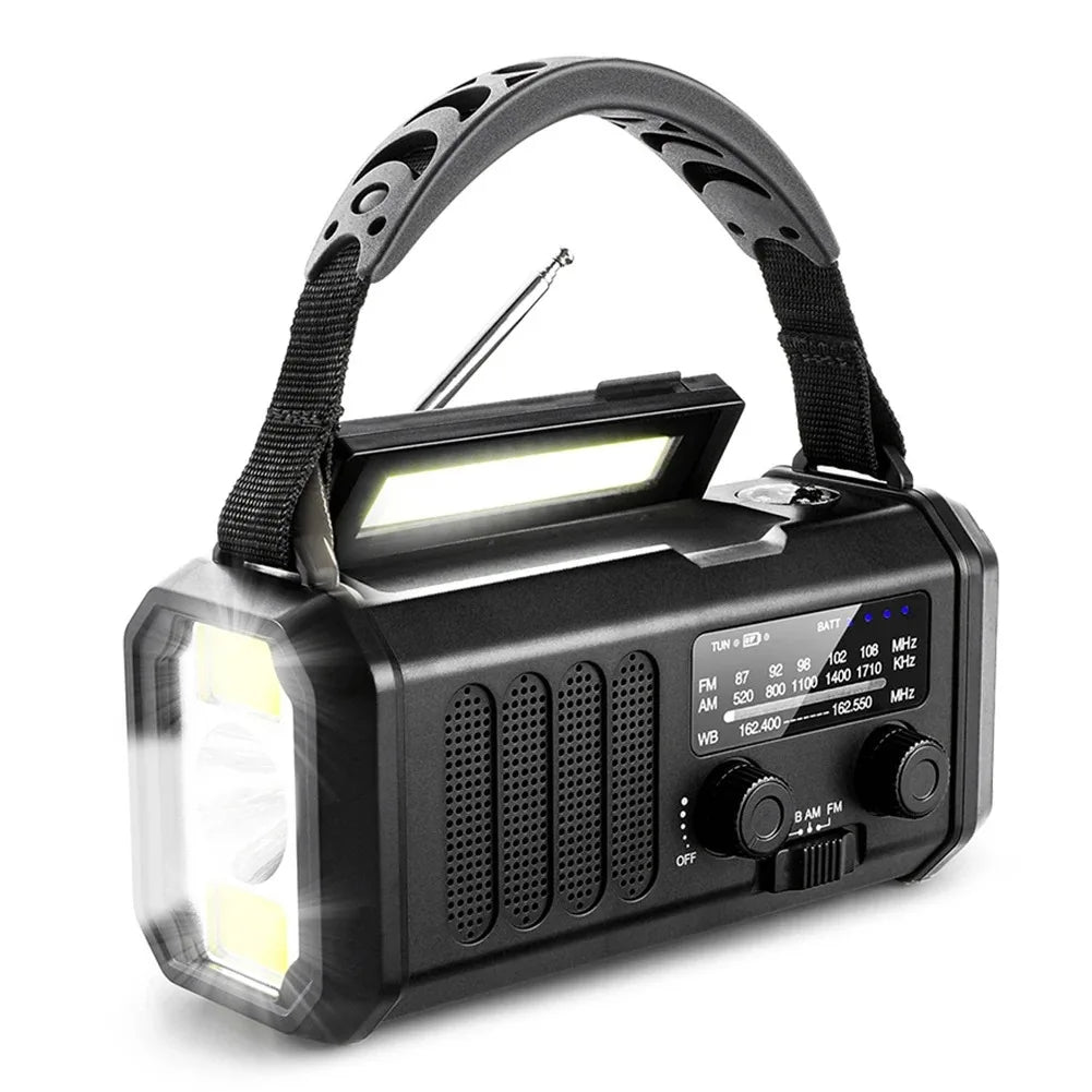 Draagbare Noodradio met Powerbank 10000mAh, Zonnepaneel & SOS Alarm