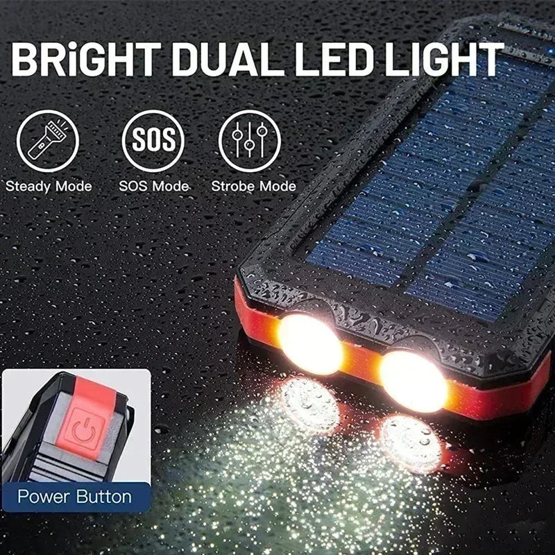 Nood Powerbank 200,000mAh met LED-lamp - Waterdicht - Zonne-oplaadfunctie - Dual USB voor Buiten