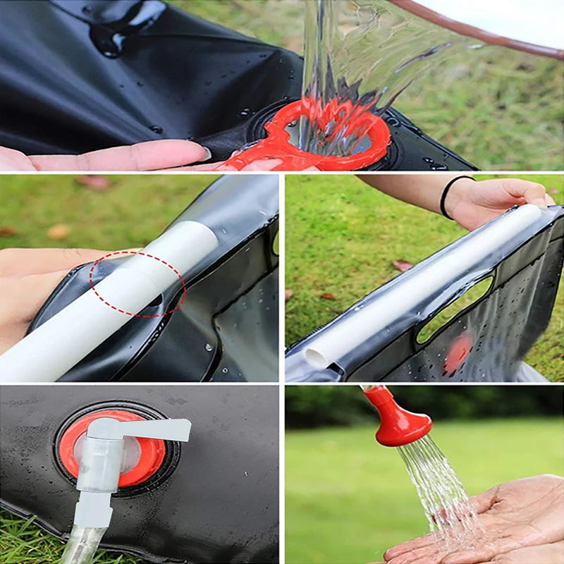 Nood- en Survival Douchezak – Zonverwarmde Campingdouche met 20L - Afneembare Slang