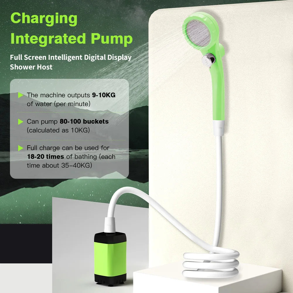 Draagbare Nood- en Survival Campingdouche met Slim Display – 6000mAh Outdoor Douchekit
