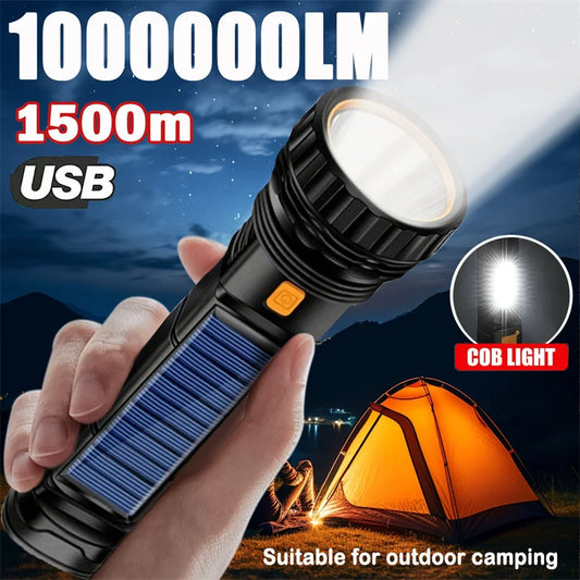 Nood LED Zaklamp, Oplaadbare USB en Zonne-energie Tactical Lamp voor Survival en Nood