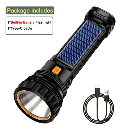 Nood LED Zaklamp, Oplaadbare USB en Zonne-energie Tactical Lamp voor Survival en Nood