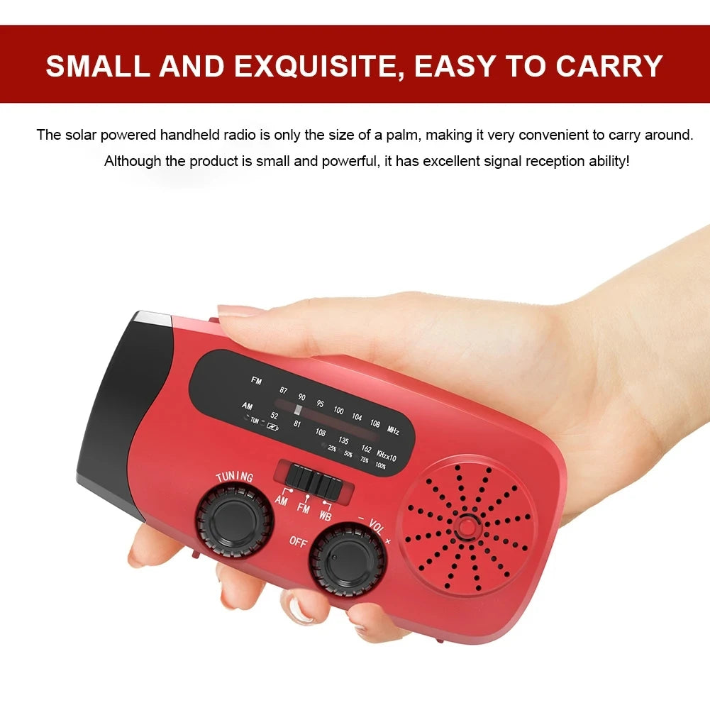 Noodradio met Solar en Handcrank, Weerberichten, Oplader en LED Zaklamp