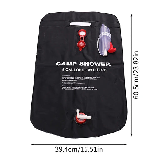 Nood- en Survival Douchezak – Zonverwarmde Campingdouche met 20L - Afneembare Slang