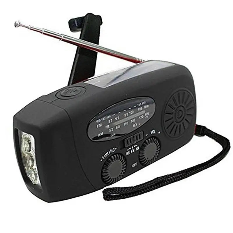 Noodradio met Solar en Handcrank, Weerberichten, Oplader en LED Zaklamp