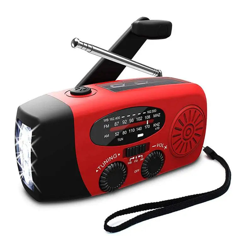 Noodradio met Solar en Handcrank, Weerberichten, Oplader en LED Zaklamp