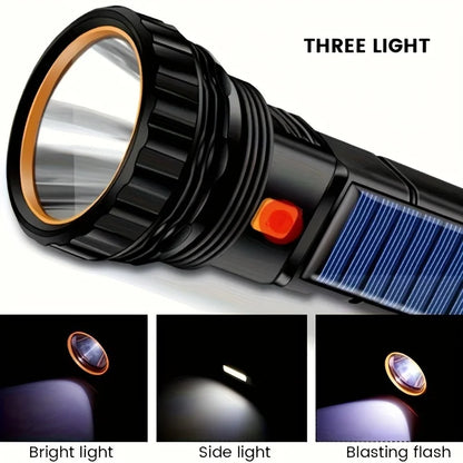 Nood LED Zaklamp, Oplaadbare USB en Zonne-energie Tactical Lamp voor Survival en Nood